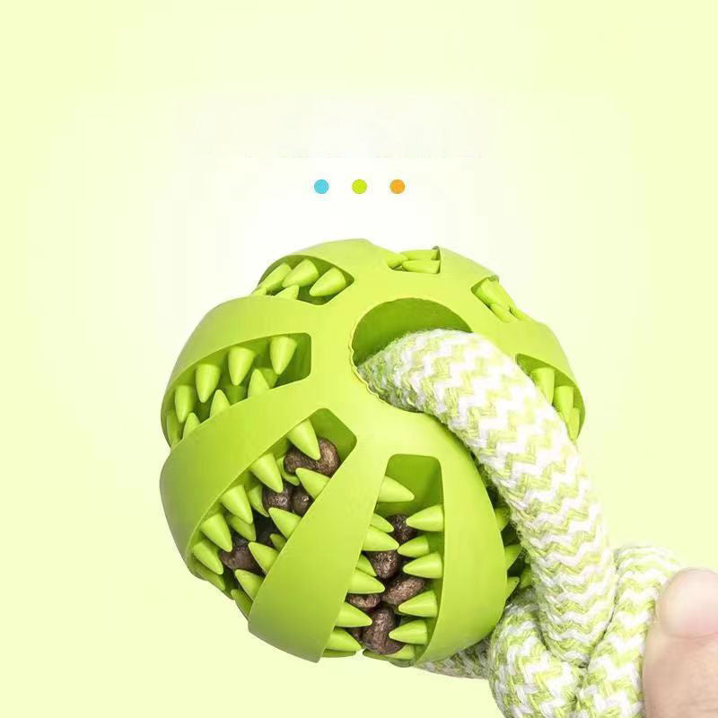 Dog Toys Treat Balls Interactive Hemp Rope Rubber Leaking Balls  Chewing Bite Resistant Toys Pet Tooth Cleaning Bite Resistant Toy Ball For Pet Dogs Puppy