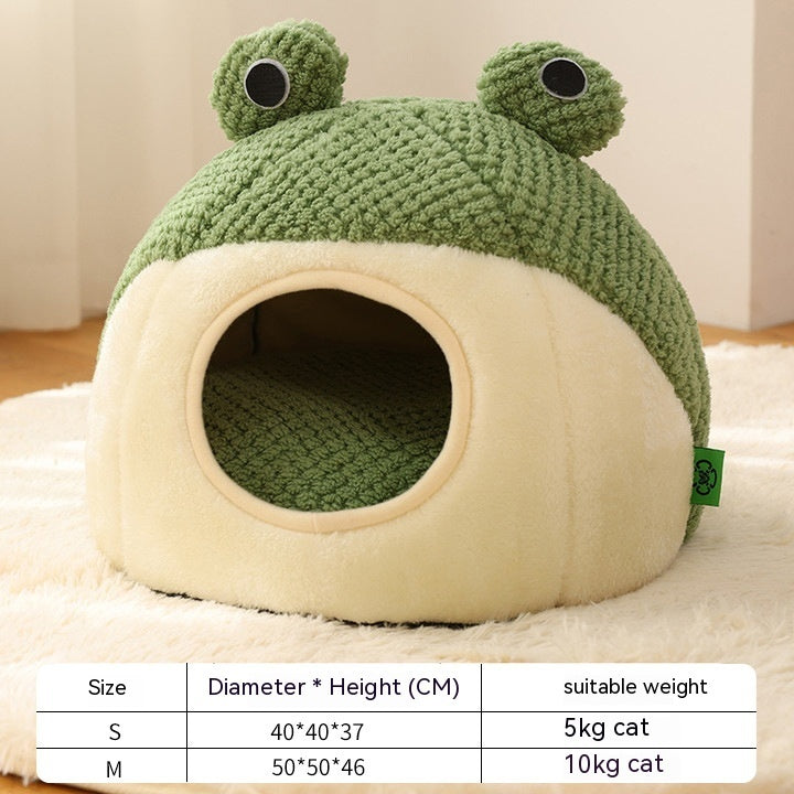 Pet Cat  Nest Little Frog Series Warm Plush Mat Autumn Winter Pet House