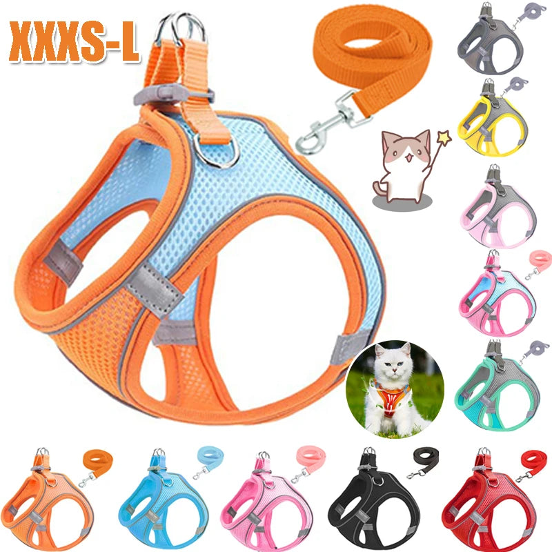 Reflective Pet Harness Dogs Strap with Leash Adjustable Harness Vest Breathable