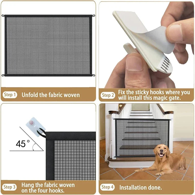 Pet Barrier Fence Portable Breathable Mesh Stairs Kitchen Entrance Indoor Gate Dogs Separation