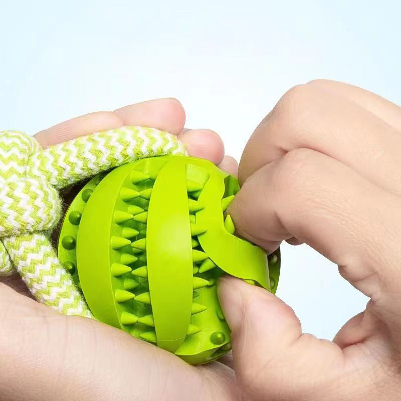 Dog Toys Treat Balls Interactive Hemp Rope Rubber Leaking Balls  Chewing Bite Resistant Toys Pet Tooth Cleaning Bite Resistant Toy Ball For Pet Dogs Puppy