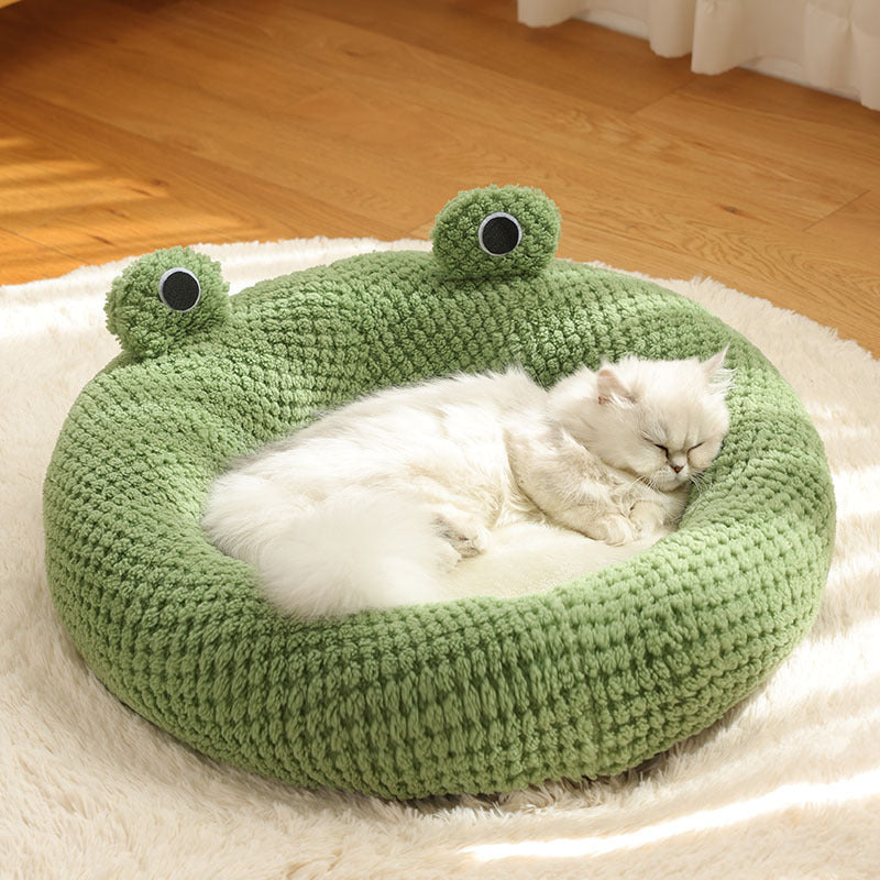 Pet Cat  Nest Little Frog Series Warm Plush Mat Autumn Winter Pet House