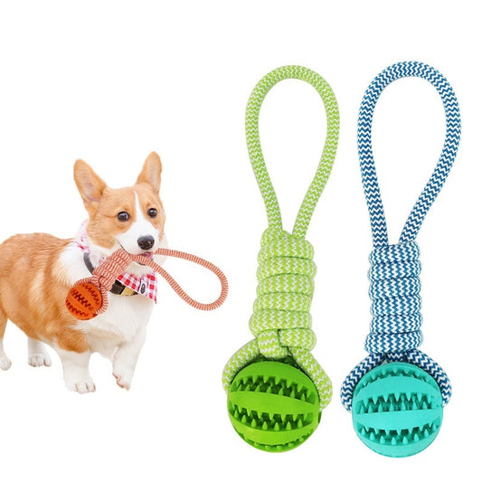 Dog Toys Treat Balls Interactive Hemp Rope Rubber Leaking Balls  Chewing Bite Resistant Toys Pet Tooth Cleaning Bite Resistant Toy Ball For Pet Dogs Puppy