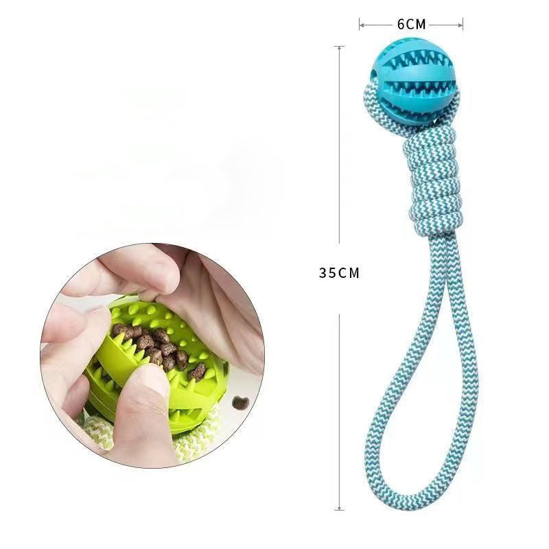 Dog Toys Treat Balls Interactive Hemp Rope Rubber Leaking Balls  Chewing Bite Resistant Toys Pet Tooth Cleaning Bite Resistant Toy Ball For Pet Dogs Puppy